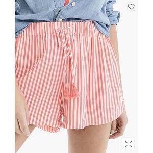 J Crew Lightweight Striped Beach Shorts Pink White Striped Womens Large
